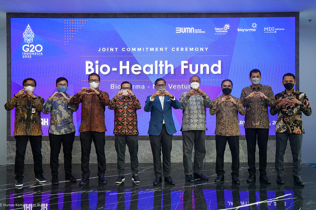 Wakil Menteri BUMN I Pahala Nugraha Mansury menghadiri peluncuran Bio-Health Fund, di Jakarta, (11/05).