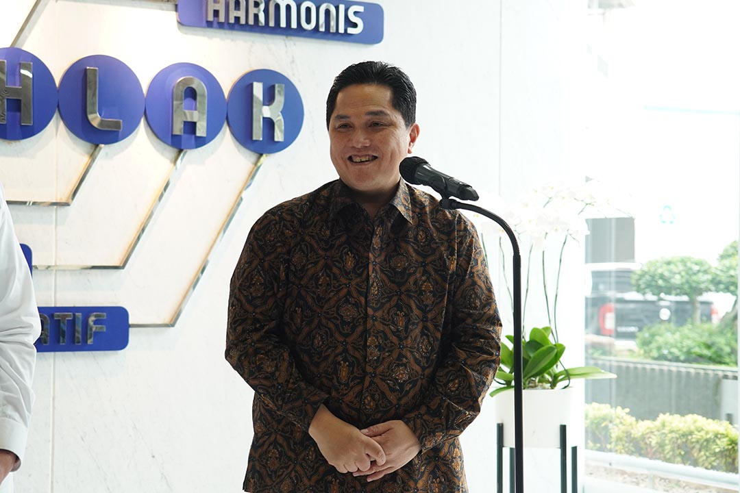 Menteri Badan Usaha Milik Negara (BUMN) Erick Thohir menerima kunjungan Penjabat (Pj) Gubernur DKI Jakarta Heru Budi Hartono