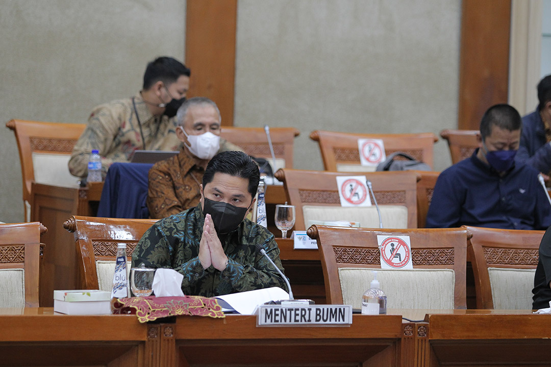 Menteri BUMN Menghadiri Rapat Kerja dengan Komisi VI DPR RI di Ruang Rapat Komisi VI DPR RI, Gedung Nusantara I, Jakarta, Selasa (25/1).
