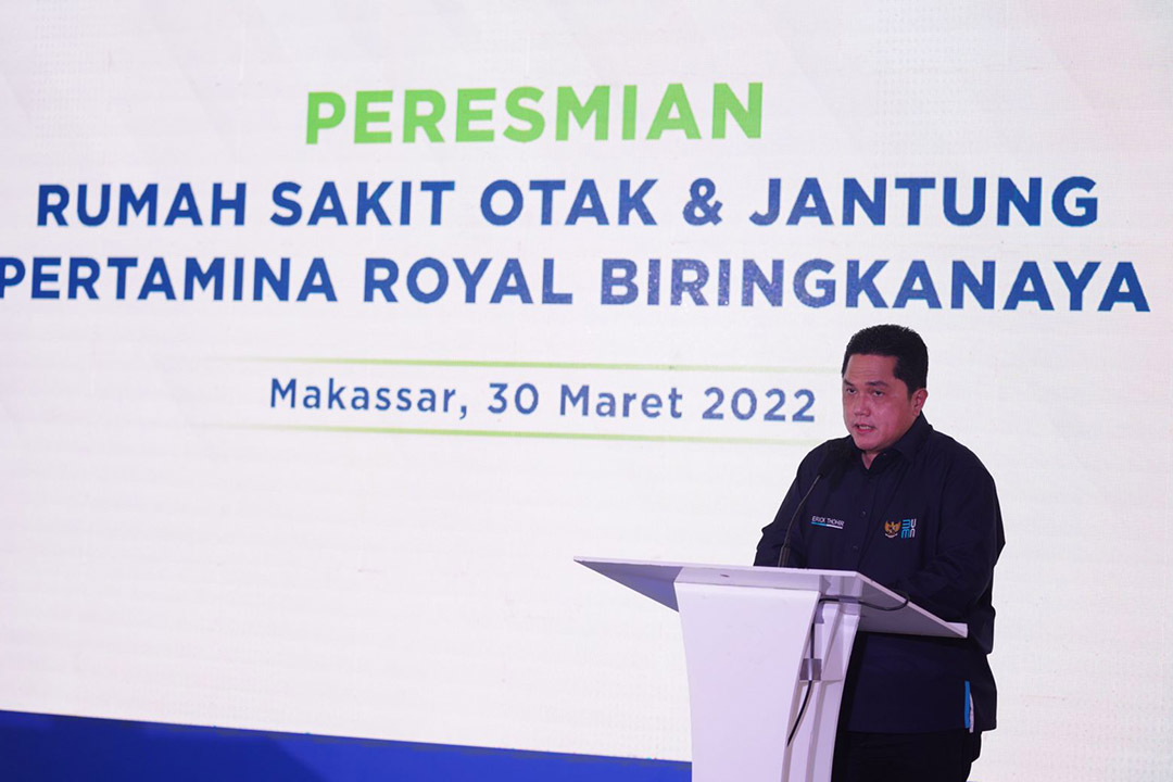Menteri Badan Usaha Milik Negara (BUMN), Erick Thohir menyambut positif kehadiran Rumah Sakit Otak dan Jantung (RSOJ) di Makasar, Sulawesi Selatan (Sulsel).